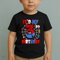 ItS My 3rd Birthday Spider Theme Party 3 Years Old Toddler T-Shirt thumb 2