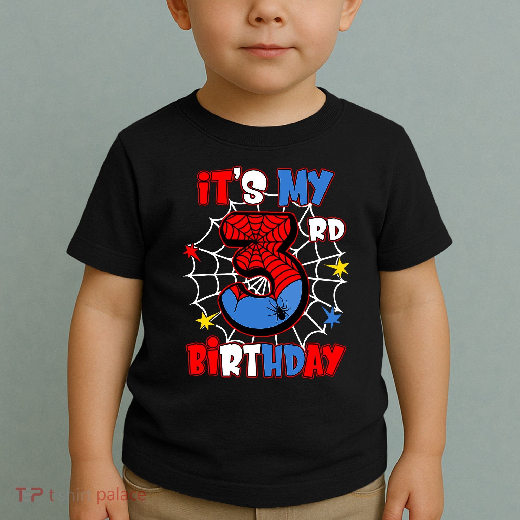 ItS My 3rd Birthday Spider Theme Party 3 Years Old Toddler T-Shirt