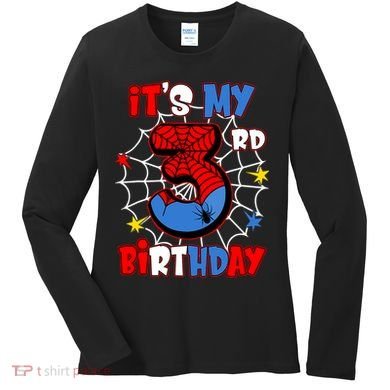 ItS My 3rd Birthday Spider Theme Party 3 Years Old Women's Long Sleeve Shirt