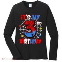 ItS My 3rd Birthday Spider Theme Party 3 Years Old Women's Long Sleeve Shirt thumb 0