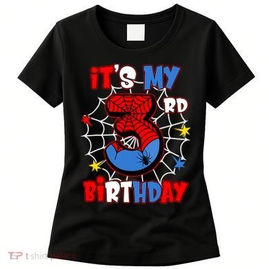 ItS My 3rd Birthday Spider Theme Party 3 Years Old Women's T-Shirt