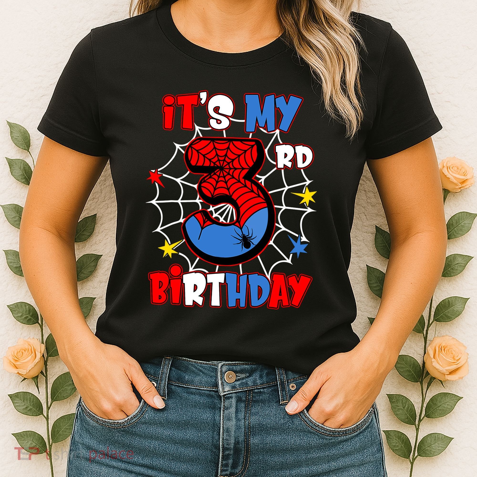 ItS My 3rd Birthday Spider Theme Party 3 Years Old Women's T-Shirt