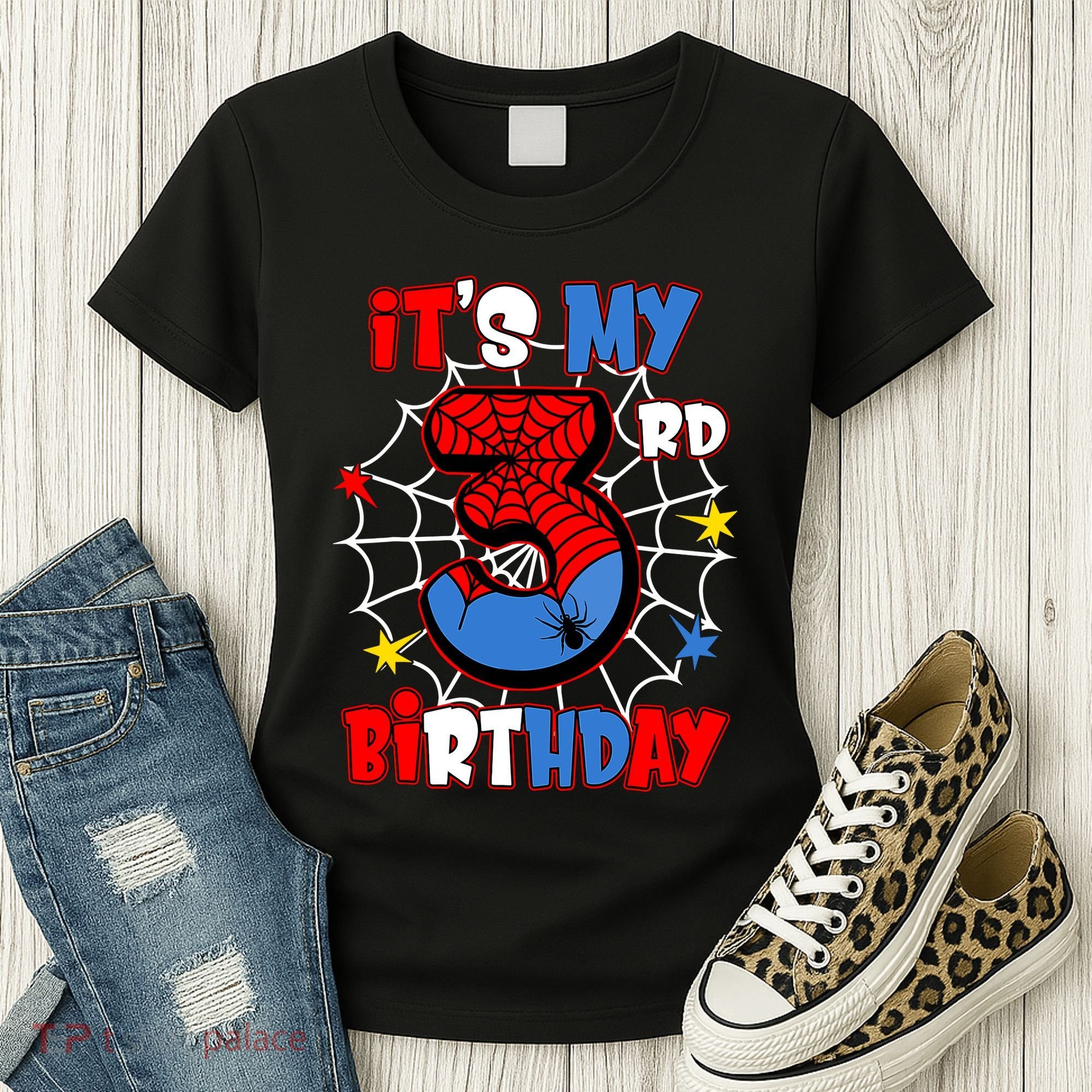 ItS My 3rd Birthday Spider Theme Party 3 Years Old Women's T-Shirt