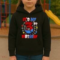 ItS My 3rd Birthday Spider Theme Party 3 Years Old Kids Hoodie thumb 3