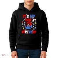 ItS My 3rd Birthday Spider Theme Party 3 Years Old Kids Hoodie thumb 4