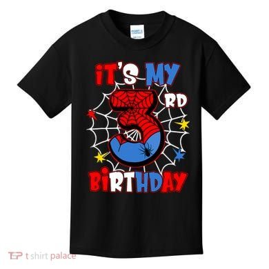 ItS My 3rd Birthday Spider Theme Party 3 Years Old Kids T-Shirt