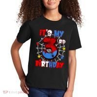 ItS My 3rd Birthday Spider Theme Party 3 Years Old Kids T-Shirt thumb 2