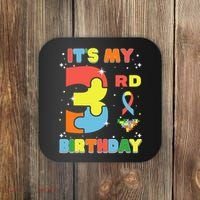 Its My 3rd Birthday Kids Autism 3 Years Old Coaster thumb 0