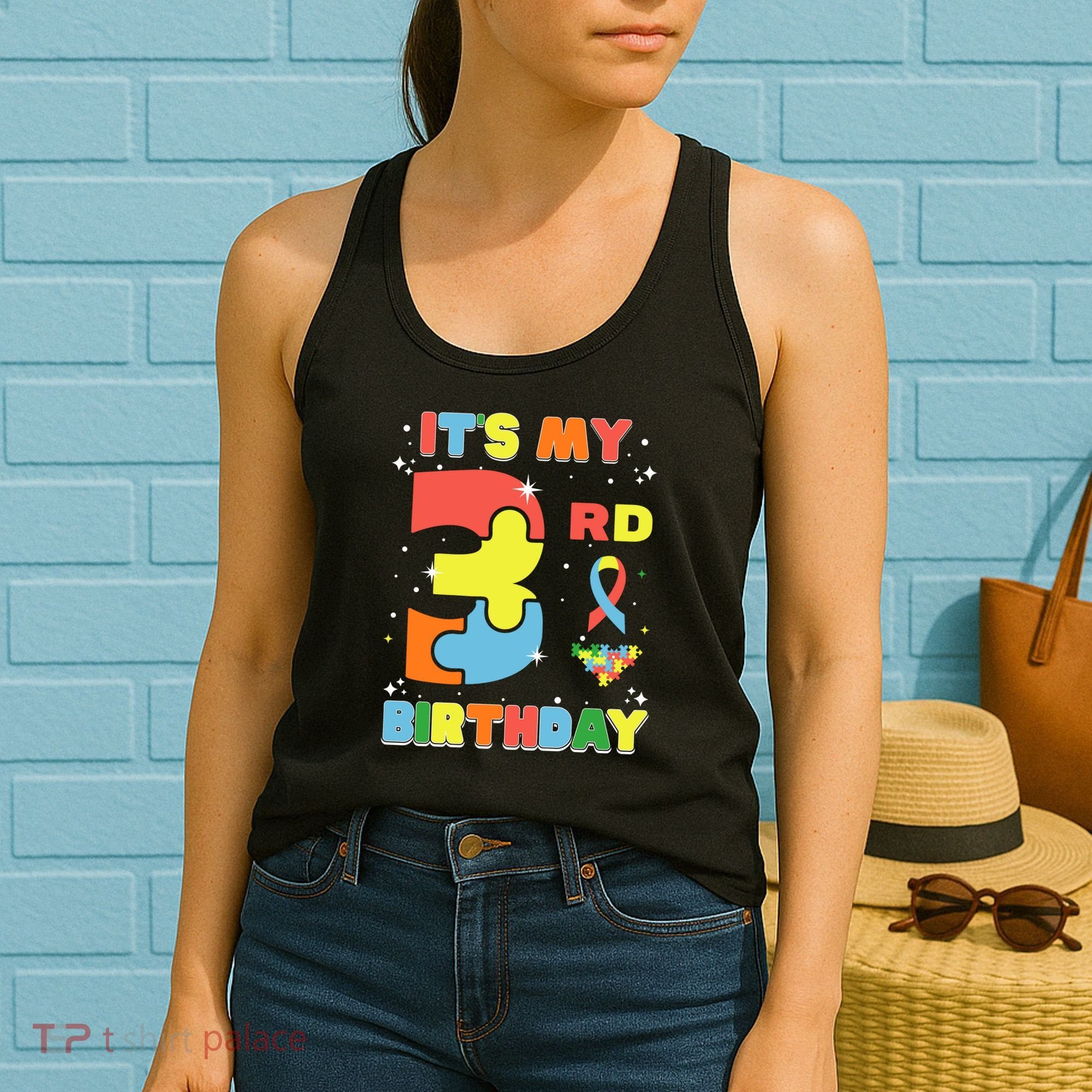 Its My 3rd Birthday Kids Autism 3 Years Old Women's Tank Top