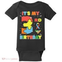 Its My 3rd Birthday Kids Autism 3 Years Old Baby Bodysuit thumb 0