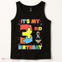 Its My 3rd Birthday Kids Autism 3 Years Old Tank Top thumb 2