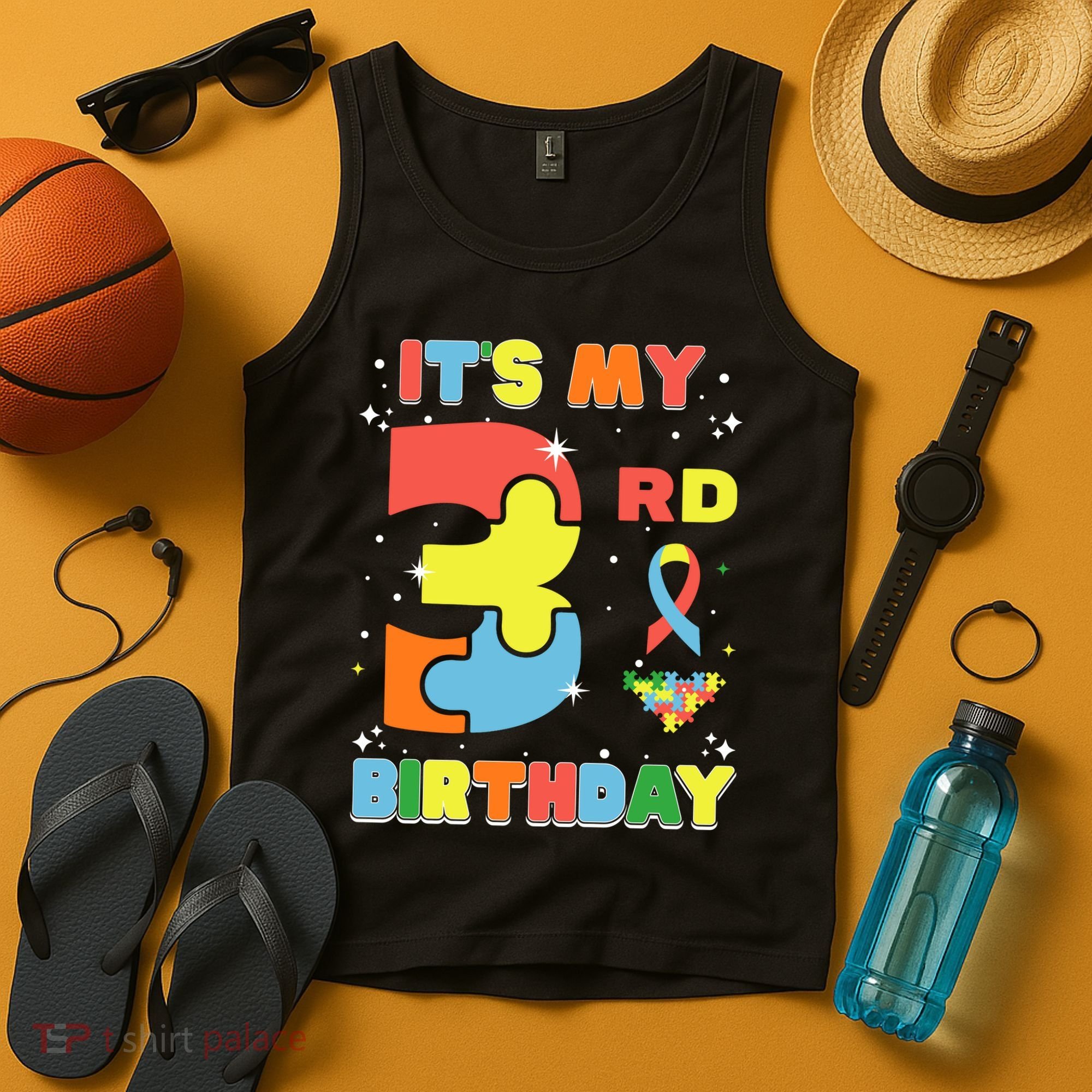 Its My 3rd Birthday Kids Autism 3 Years Old Tank Top