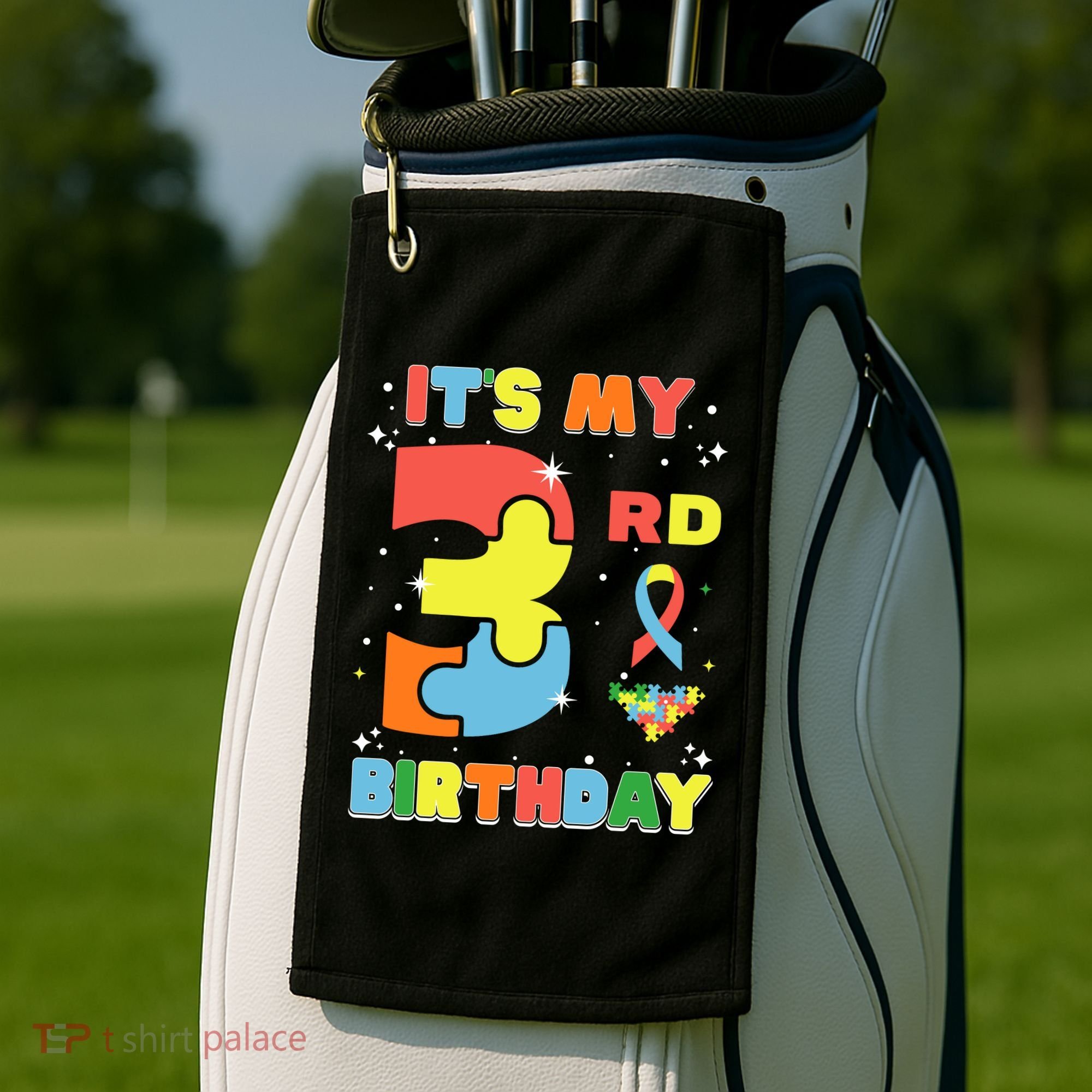 Its My 3rd Birthday Kids Autism 3 Years Old Golf Towel