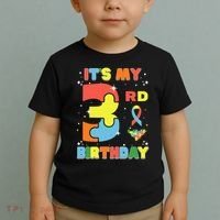Its My 3rd Birthday Kids Autism 3 Years Old Toddler T-Shirt thumb 2