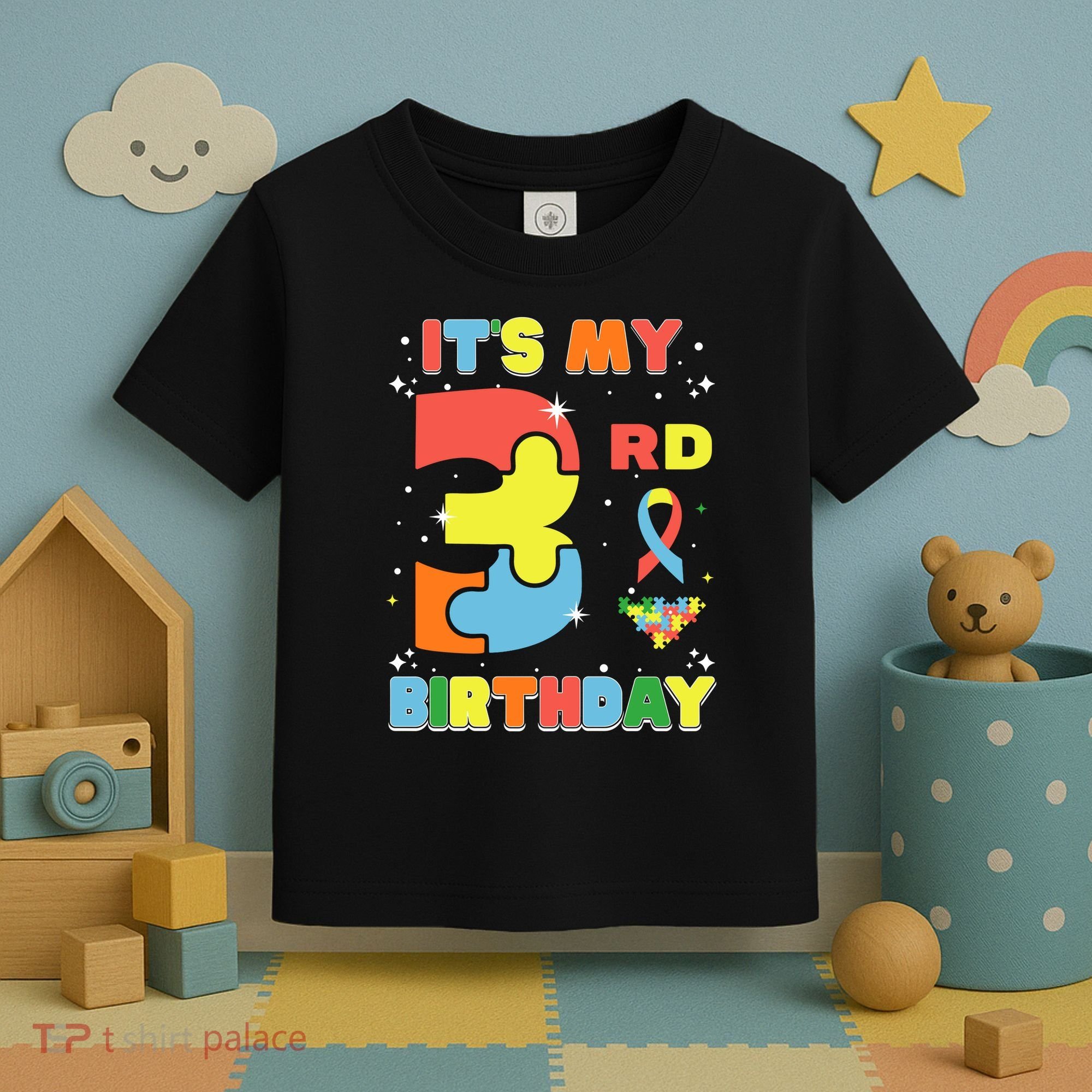 Its My 3rd Birthday Kids Autism 3 Years Old Toddler T-Shirt