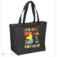 Its My 3rd Birthday Kids Autism 3 Years Old Tote Bag thumb 2