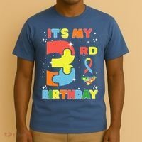 Its My 3rd Birthday Kids Autism 3 Years Old T-Shirt thumb 3