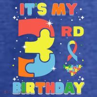Its My 3rd Birthday Kids Autism 3 Years Old T-Shirt thumb 5