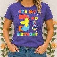 Its My 3rd Birthday Kids Autism 3 Years Old Women's T-Shirt thumb 2