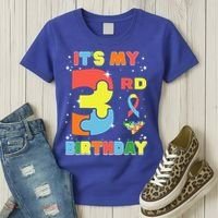 Its My 3rd Birthday Kids Autism 3 Years Old Women's T-Shirt thumb 3