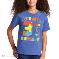 Its My 3rd Birthday Kids Autism 3 Years Old Kids T-Shirt thumb 2