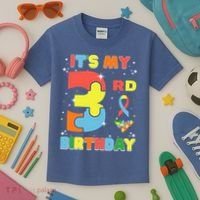 Its My 3rd Birthday Kids Autism 3 Years Old Kids T-Shirt thumb 3