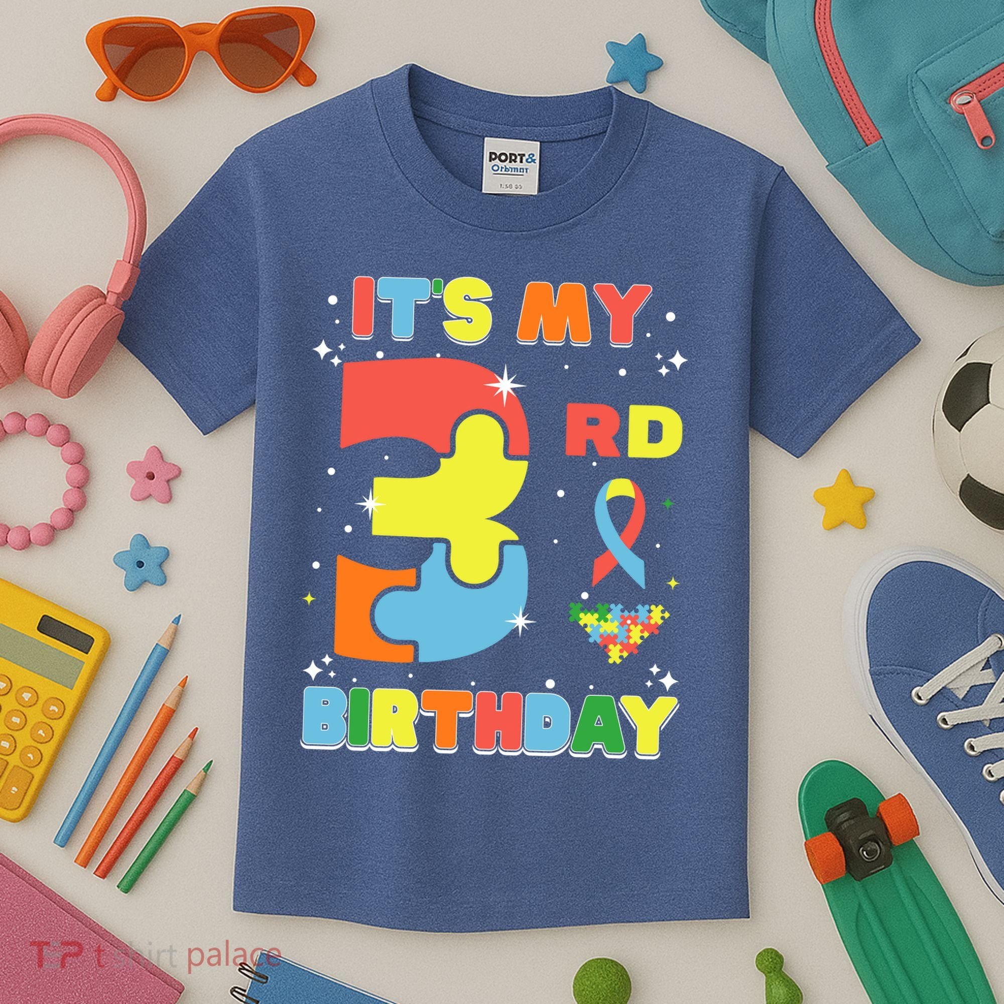 Its My 3rd Birthday Kids Autism 3 Years Old Kids T-Shirt