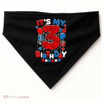 Its My 3rd Birthday Spider Theme Party 3 Year Old USA-Made Doggie Bandana