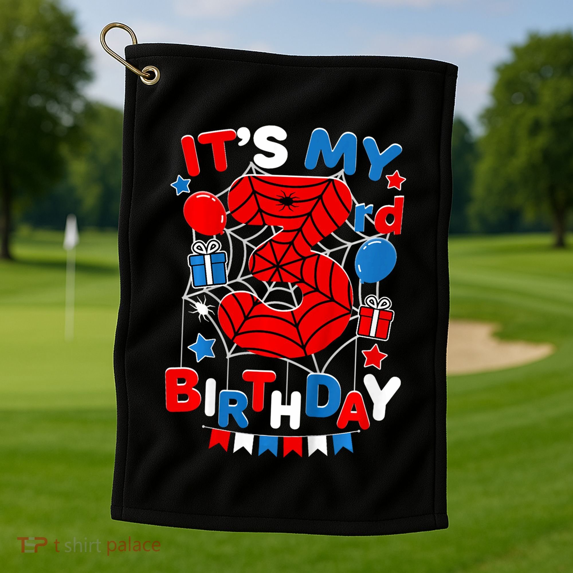 Its My 3rd Birthday Spider Theme Party 3 Year Old Golf Towel
