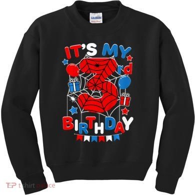 Its My 3rd Birthday Spider Theme Party 3 Year Old Kids Sweatshirt
