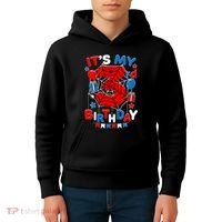 Its My 3rd Birthday Spider Theme Party 3 Year Old Kids Hoodie thumb 4