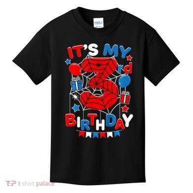 Its My 3rd Birthday Spider Theme Party 3 Year Old Kids T-Shirt