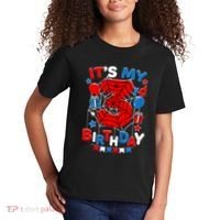 Its My 3rd Birthday Spider Theme Party 3 Year Old Kids T-Shirt thumb 2