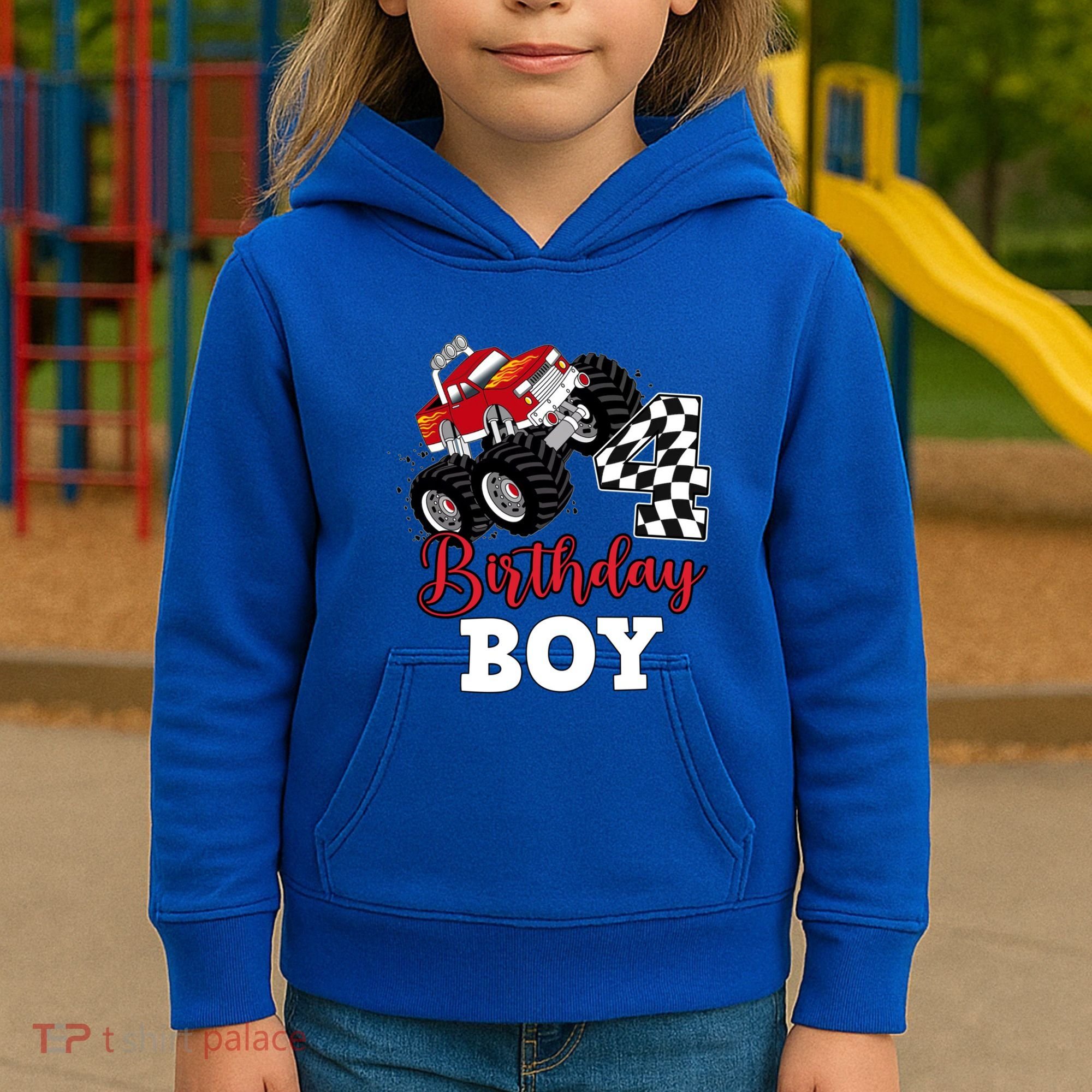 ItS My 4th Birthday Monster Truck Party 4 Year Old Gift Kids Hoodie