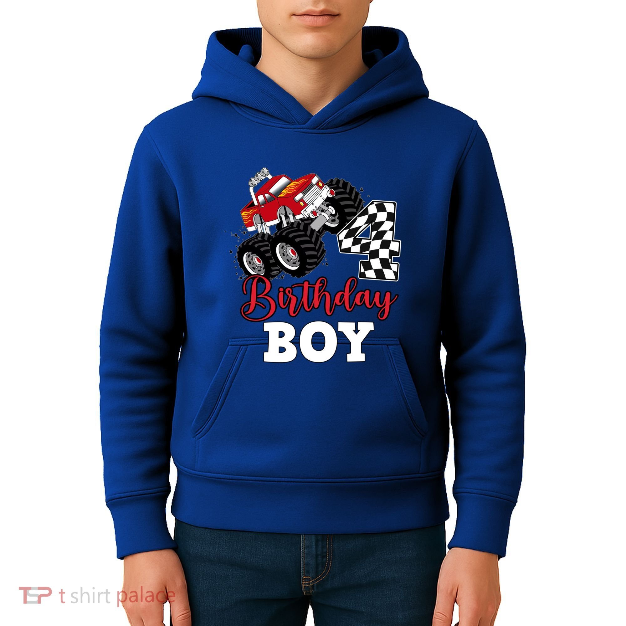 ItS My 4th Birthday Monster Truck Party 4 Year Old Gift Kids Hoodie