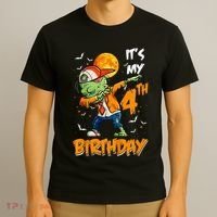 Its My 4th Birthday Dabbing Zombie Halloween Costume T-Shirt thumb 3