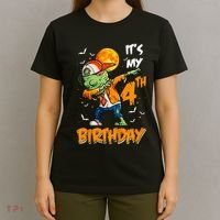 Its My 4th Birthday Dabbing Zombie Halloween Costume T-Shirt thumb 4