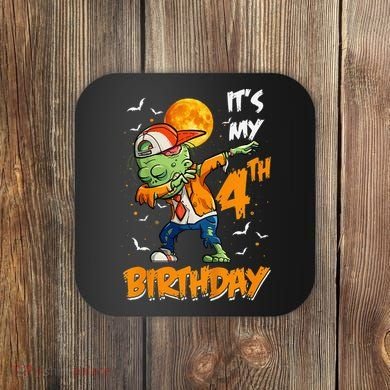 Its My 4th Birthday Dabbing Zombie Halloween Costume Coaster