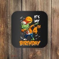 Its My 4th Birthday Dabbing Zombie Halloween Costume Coaster thumb 0