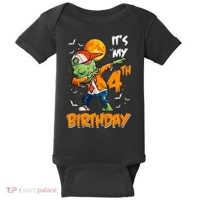 Its My 4th Birthday Dabbing Zombie Halloween Costume Baby Bodysuit