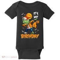 Its My 4th Birthday Dabbing Zombie Halloween Costume Baby Bodysuit thumb 0