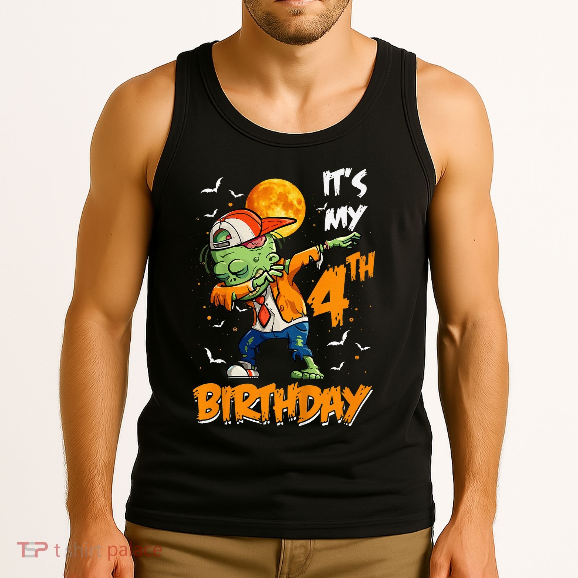 Its My 4th Birthday Dabbing Zombie Halloween Costume Tank Top