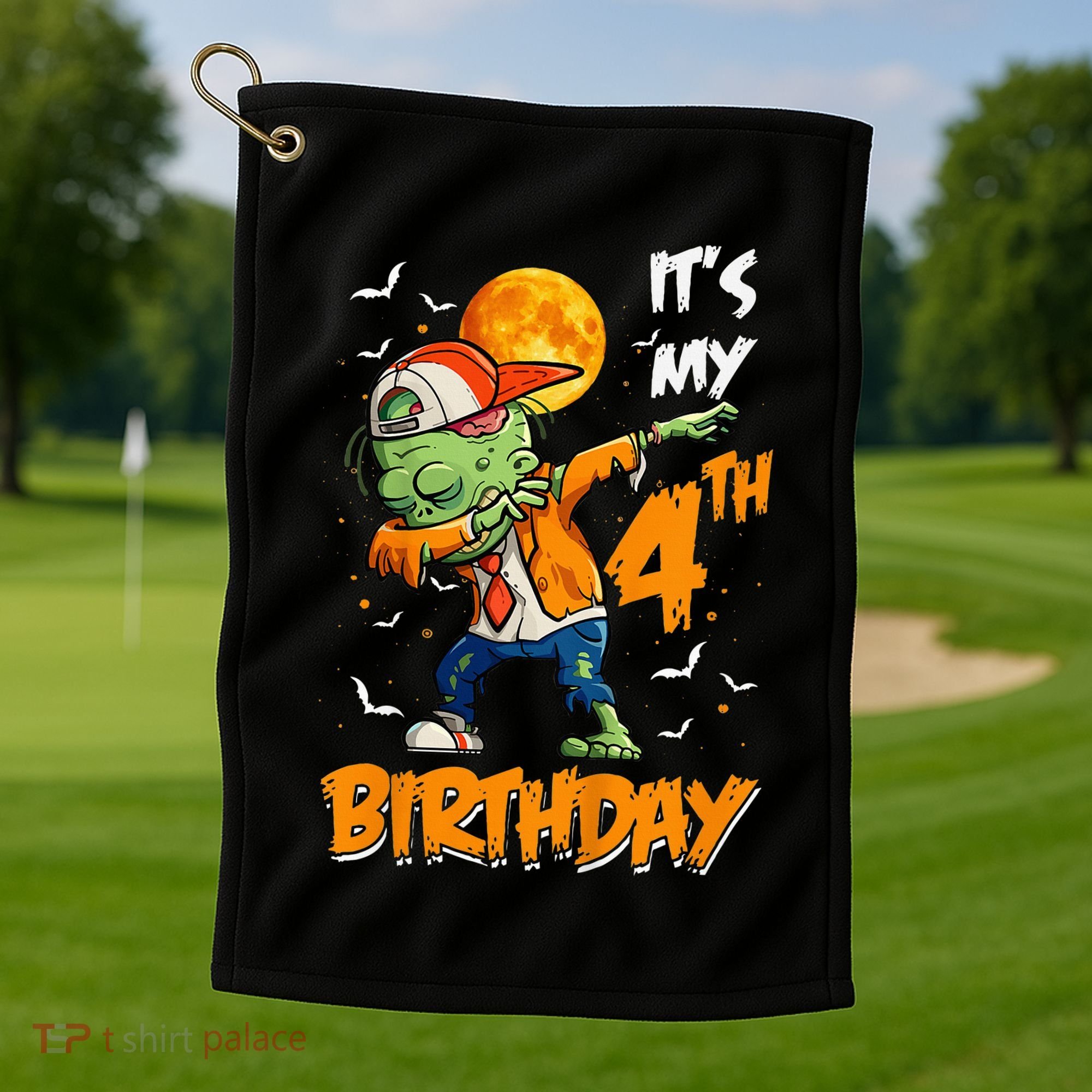Its My 4th Birthday Dabbing Zombie Halloween Costume Golf Towel
