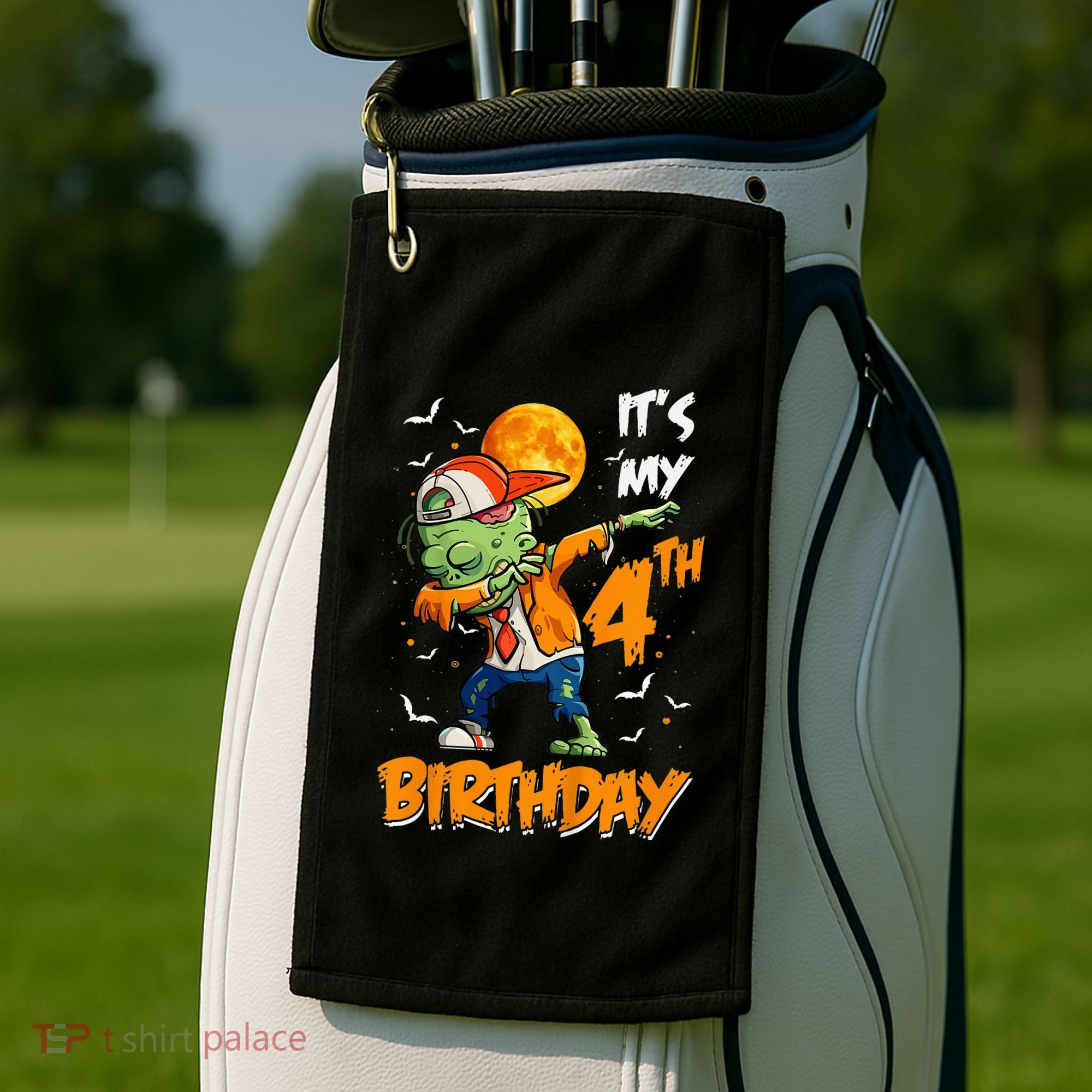 Its My 4th Birthday Dabbing Zombie Halloween Costume Golf Towel