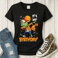 Its My 4th Birthday Dabbing Zombie Halloween Costume Women's T-Shirt thumb 3