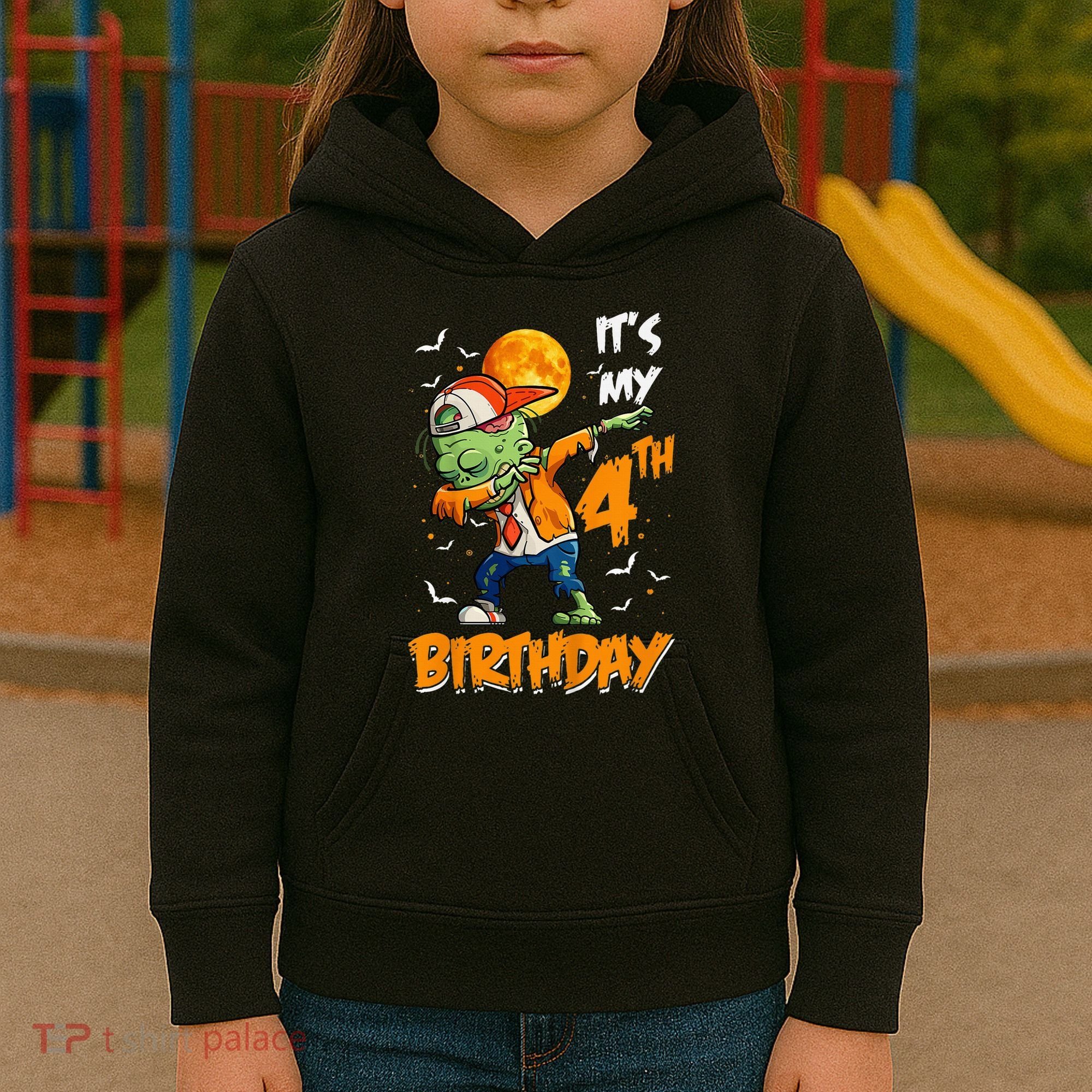 Its My 4th Birthday Dabbing Zombie Halloween Costume Kids Hoodie