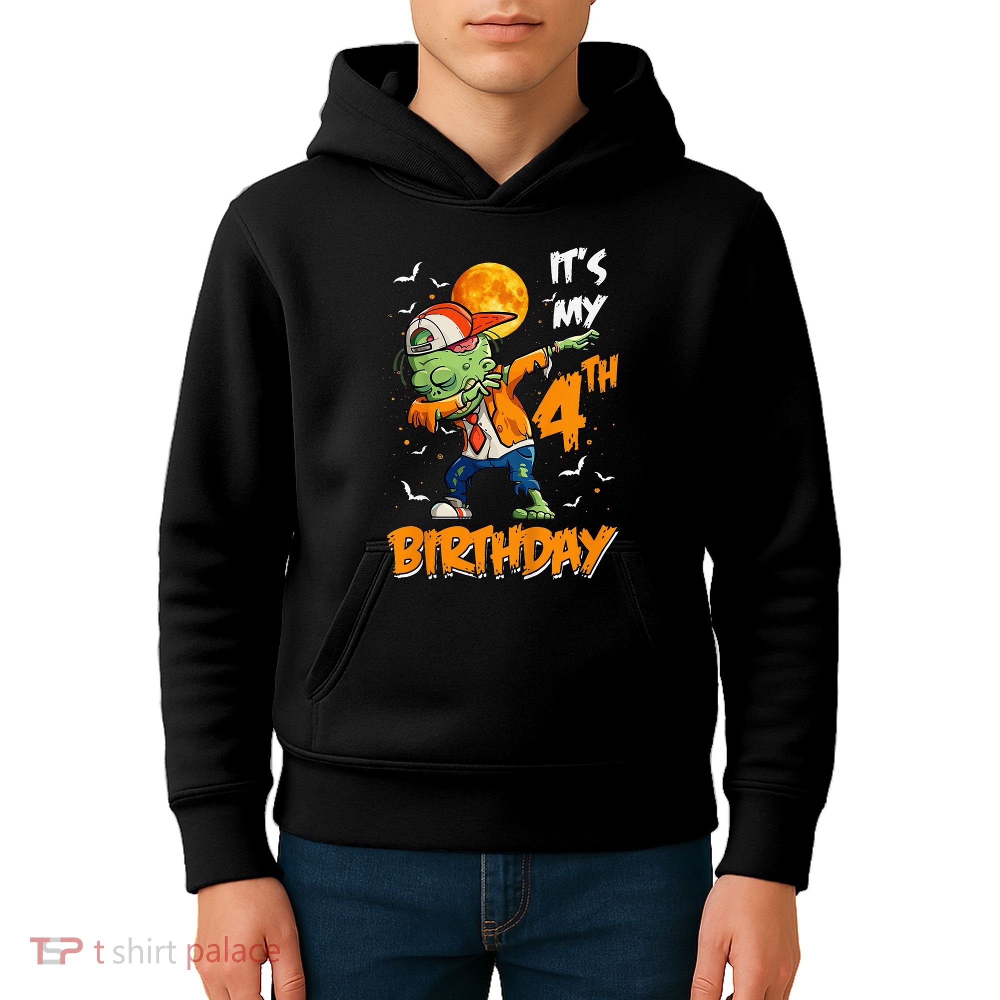 Its My 4th Birthday Dabbing Zombie Halloween Costume Kids Hoodie