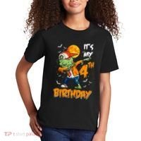 Its My 4th Birthday Dabbing Zombie Halloween Costume Kids T-Shirt thumb 2