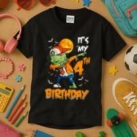 Its My 4th Birthday Dabbing Zombie Halloween Costume Kids T-Shirt thumb 3