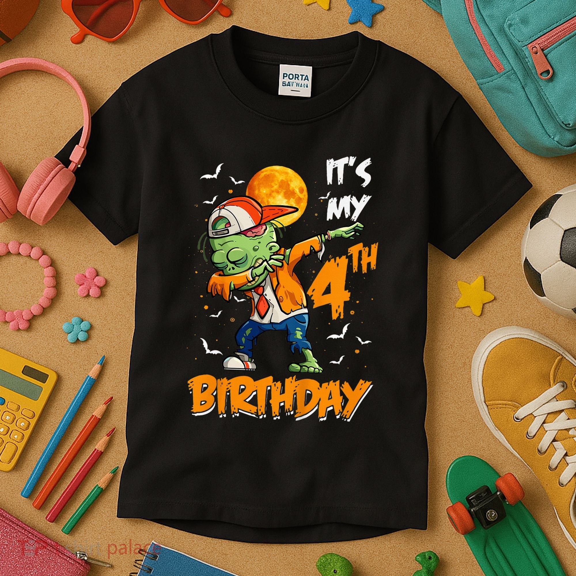 Its My 4th Birthday Dabbing Zombie Halloween Costume Kids T-Shirt